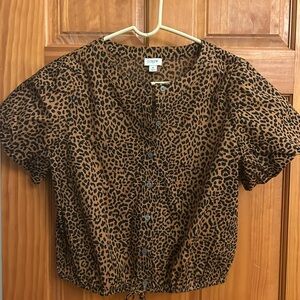 J. Crew Factory Leopard Print Blouse
